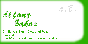 alfonz bakos business card